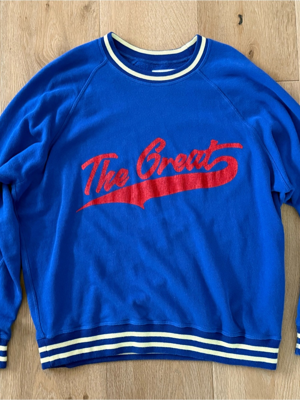 THE GREAT. The Varsity College
Sweatshirt in Cambridge Blue, Size  Medium - Picture 2 of 7